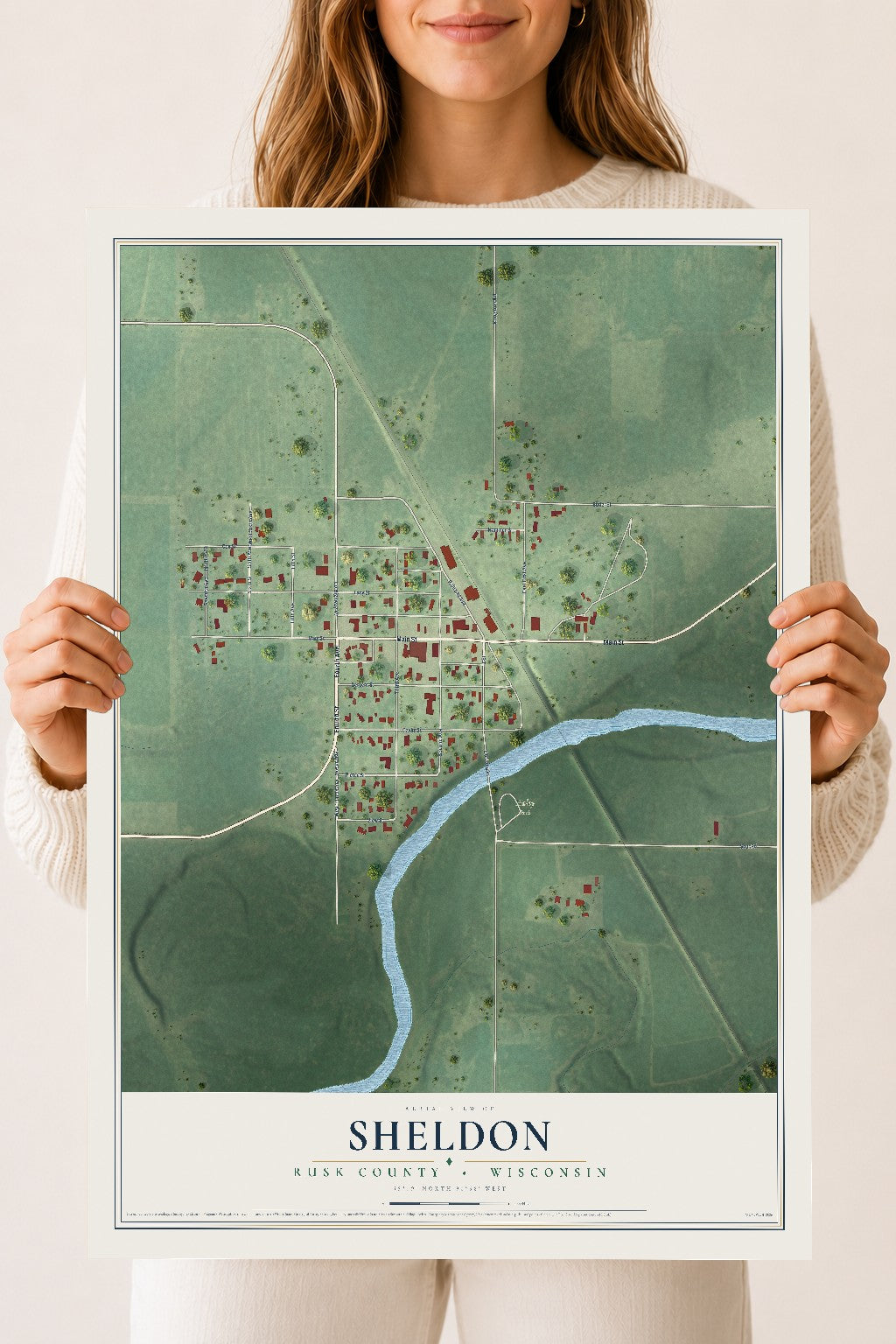 Map of Sheldon, Rusk County, Wisconsin, 18 x 24 inch unframed archival matte print