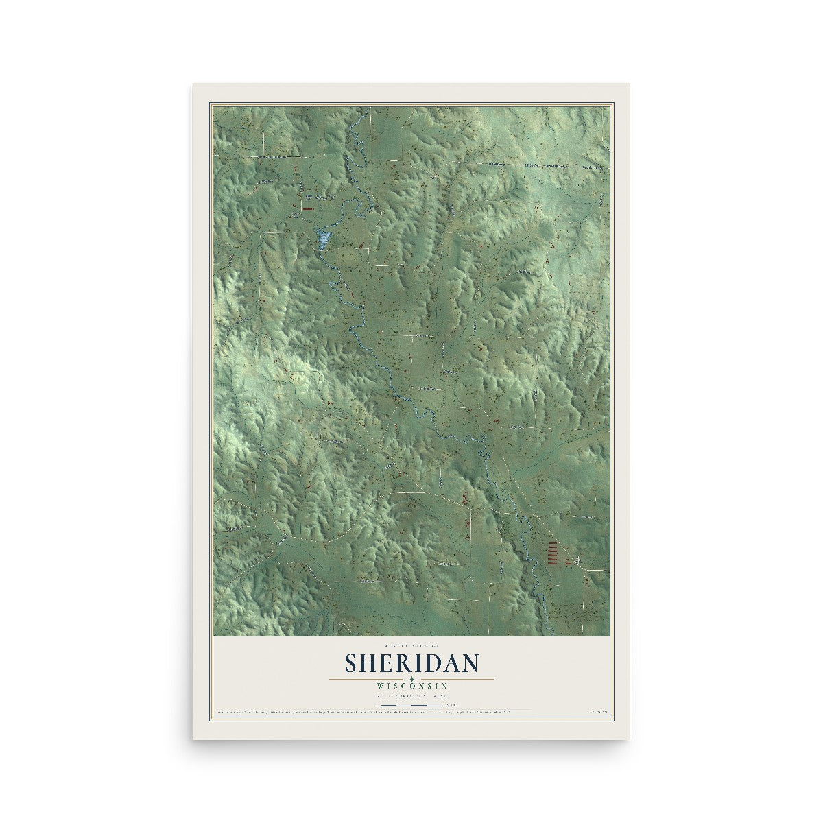 Map of Sheridan, Wisconsin, 12 x 18 inch unframed archival matte print