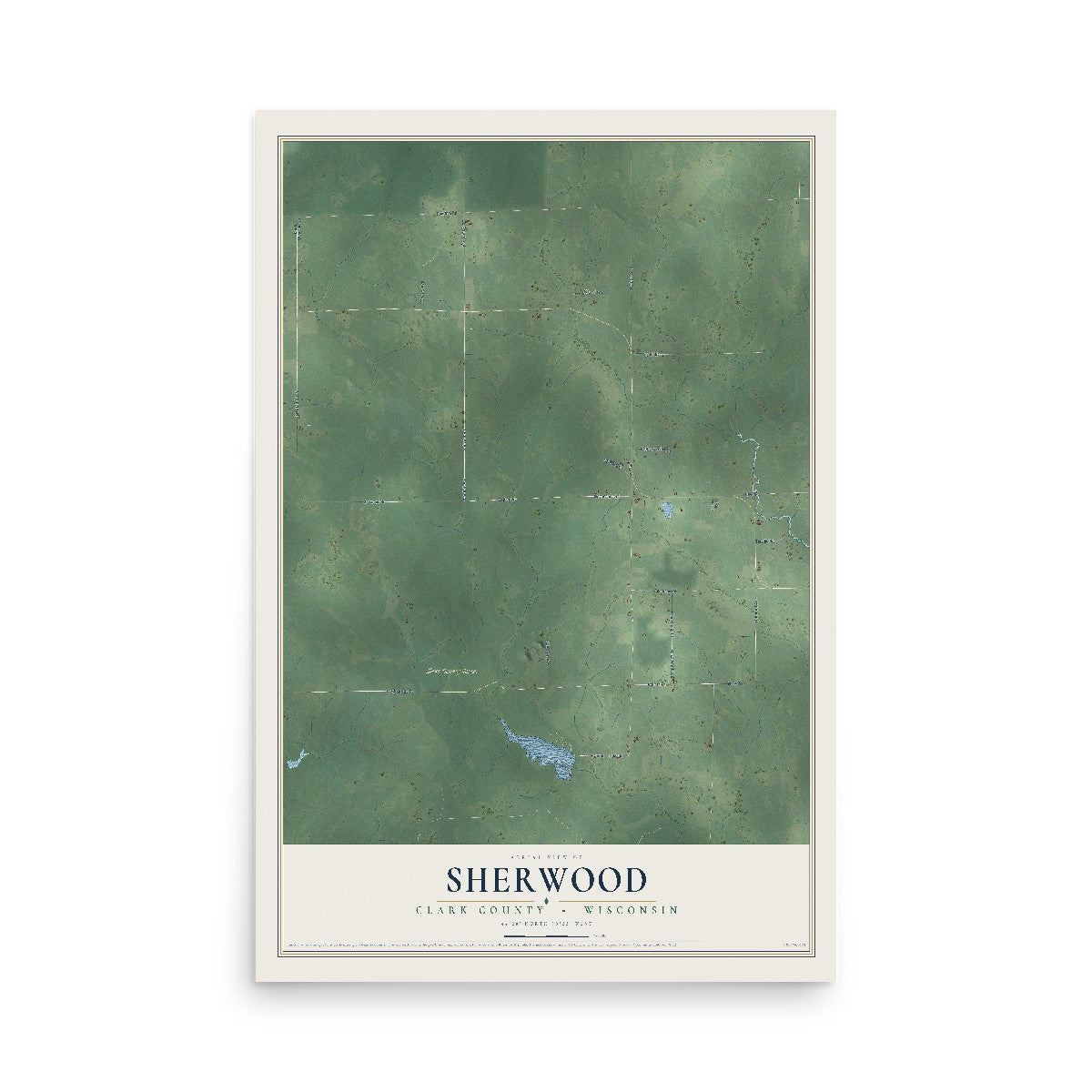 Map of Sherwood, Clark County, Wisconsin, 12 x 18 inch unframed archival matte print