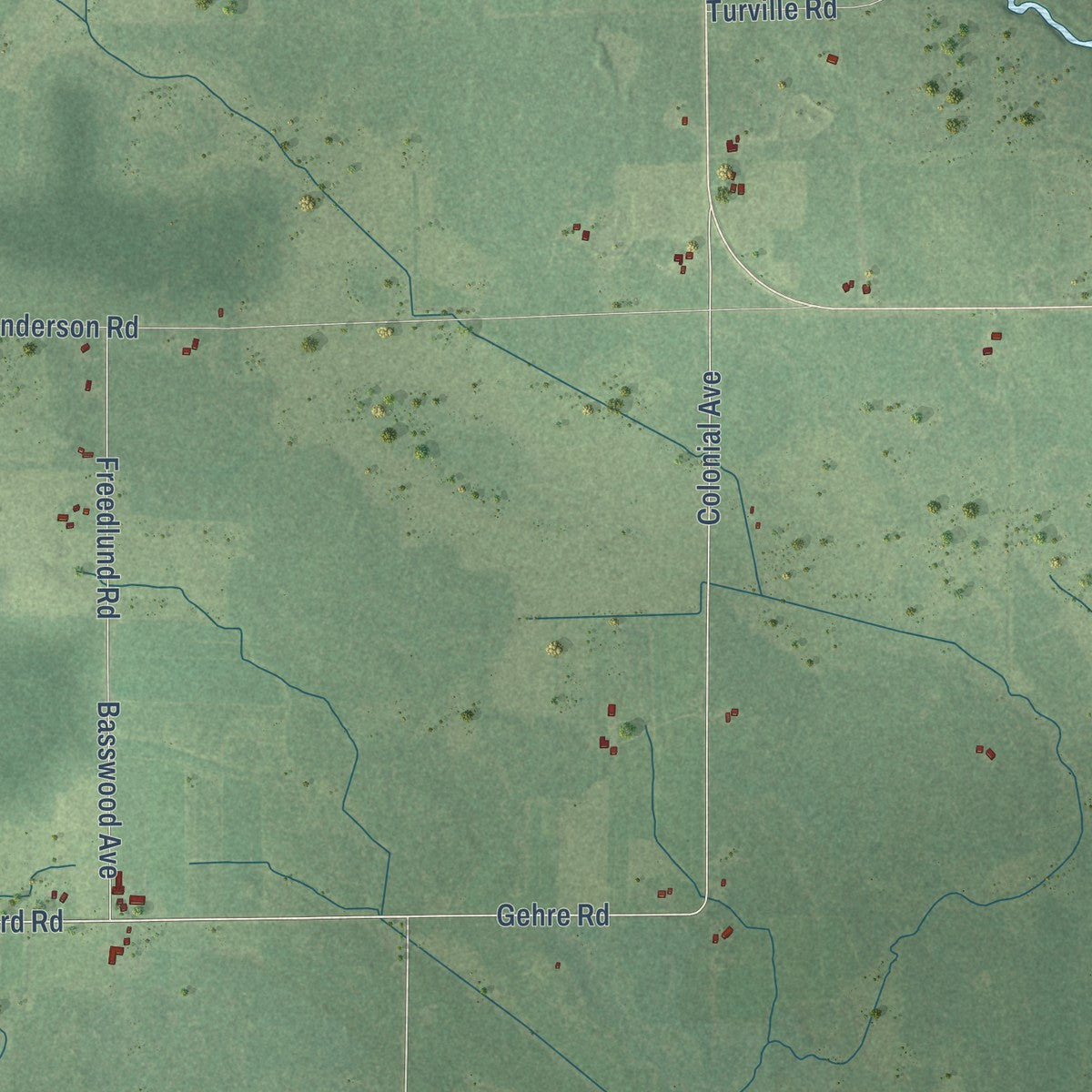 Second close-up of the map of Sherwood, Clark County, Wisconsin print showing more streets and buildings