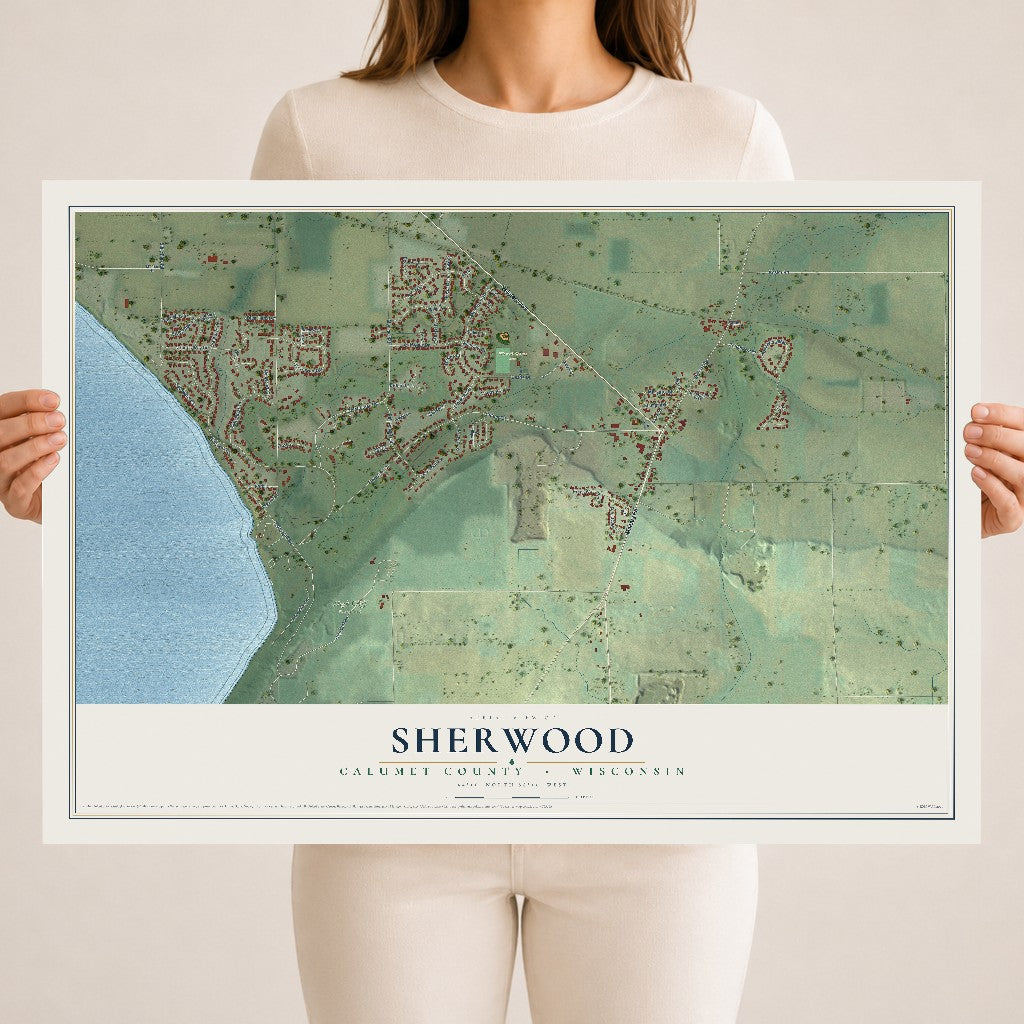 Map of Sherwood, Calumet County, Wisconsin, 18 x 24 inch unframed archival matte print