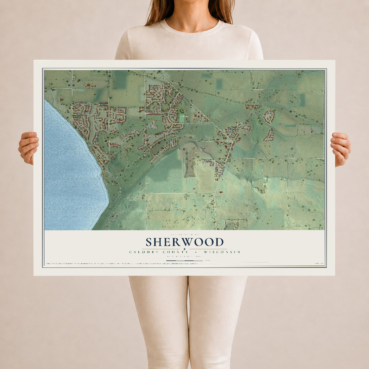 Map of Sherwood, Calumet County, Wisconsin, 24 x 36 inch unframed archival matte print