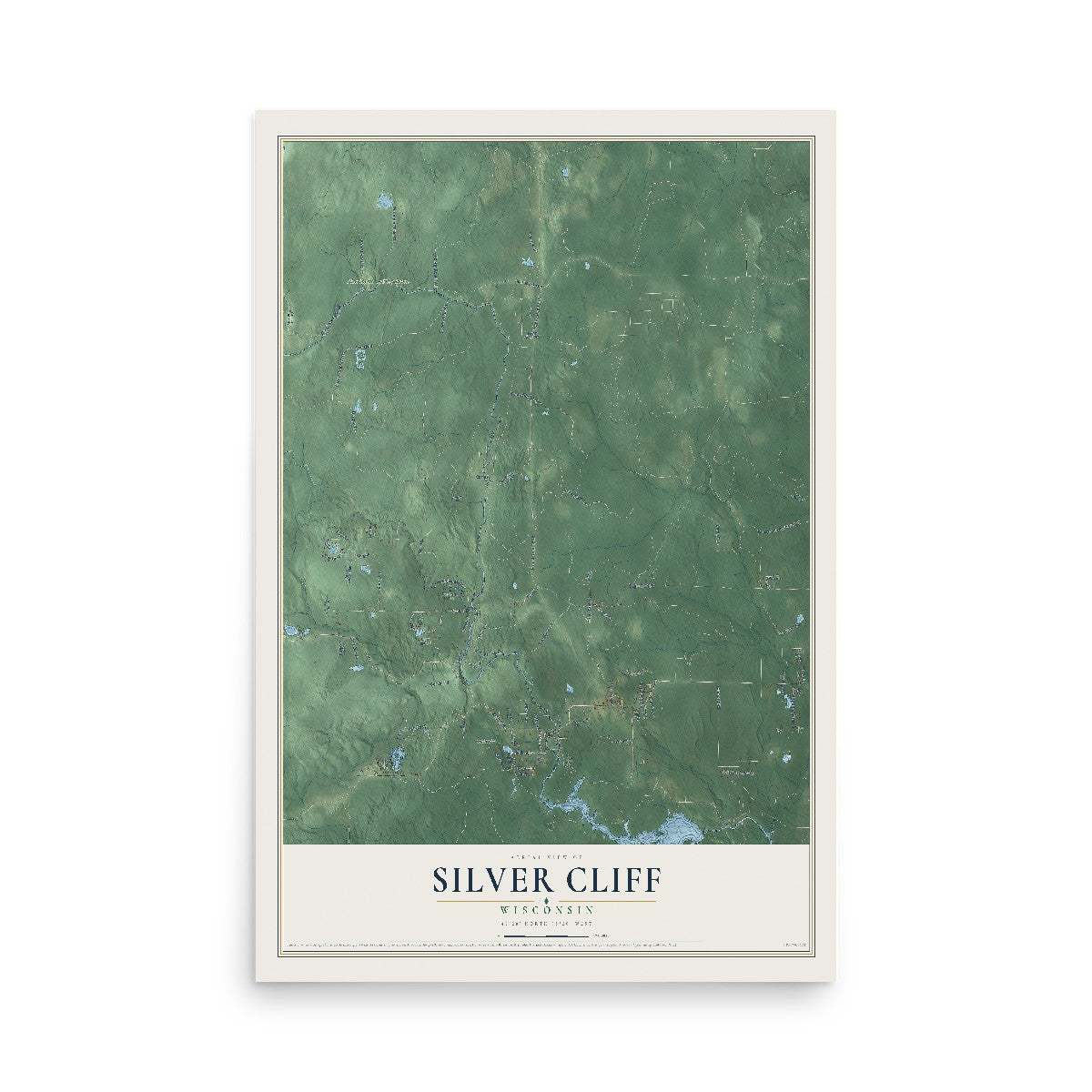 Map of Silver Cliff, Wisconsin, 12 x 18 inch unframed archival matte print