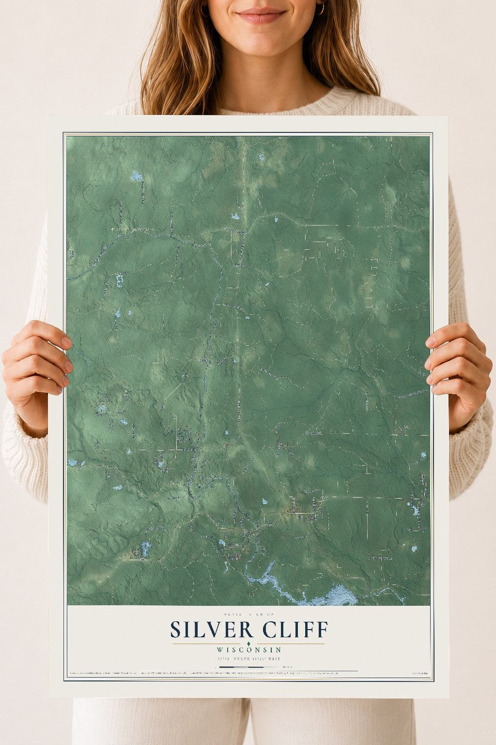 Map of Silver Cliff, Wisconsin, 18 x 24 inch unframed archival matte print