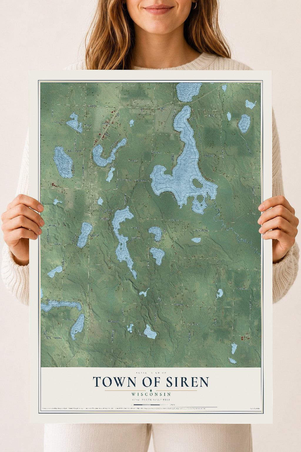 Map of the Town of Siren, Wisconsin, 18 x 24 inch unframed archival matte print