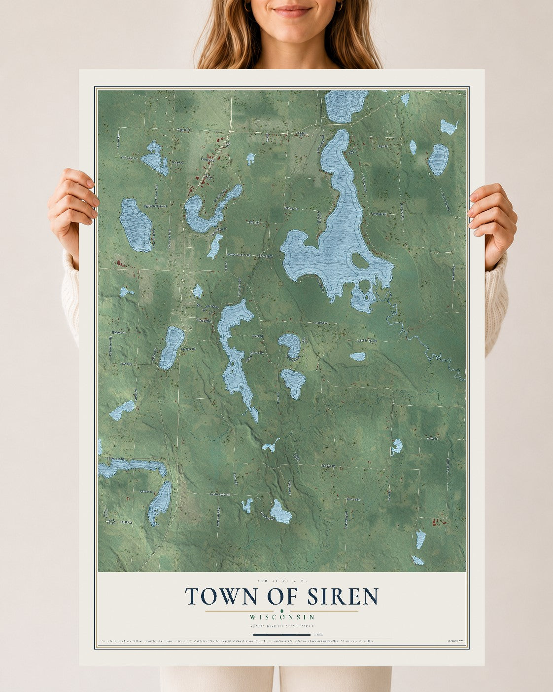 Map of the Town of Siren, Wisconsin, 24 x 36 inch unframed archival matte print