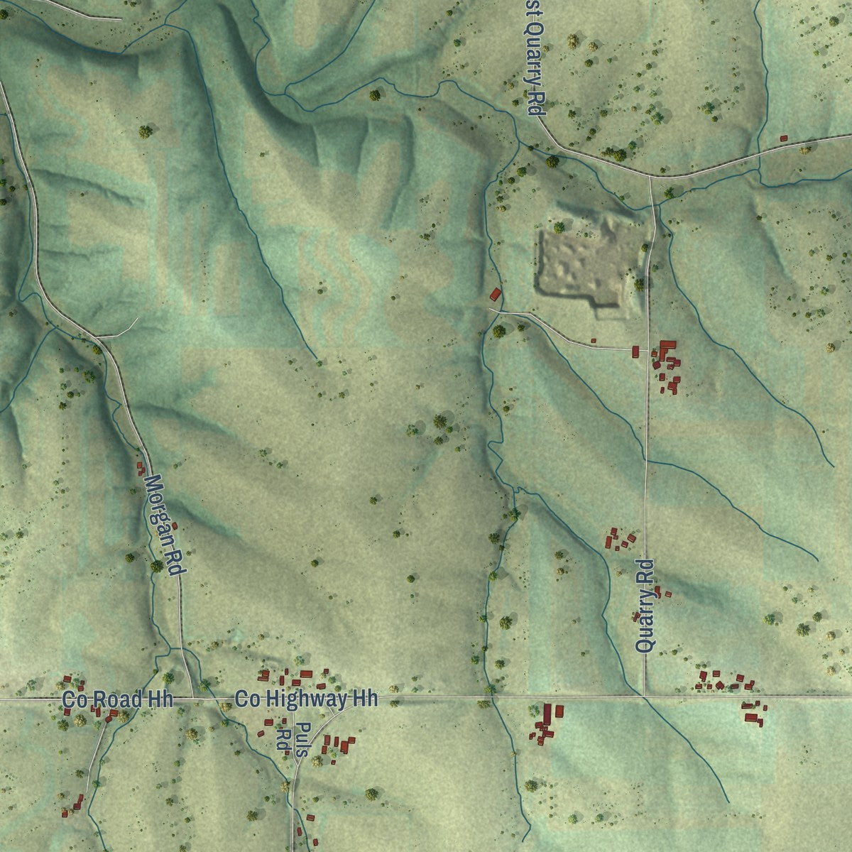 Close-up of the map of Smelser, Wisconsin print showing street and building detail