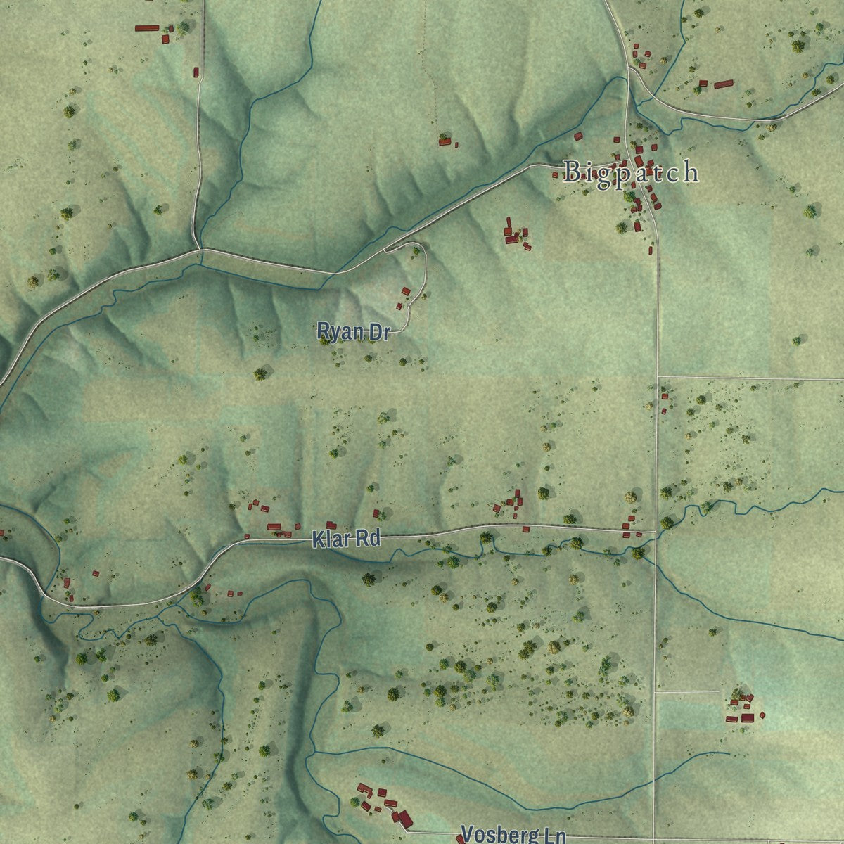 Second close-up of the map of Smelser, Wisconsin print showing more streets and buildings