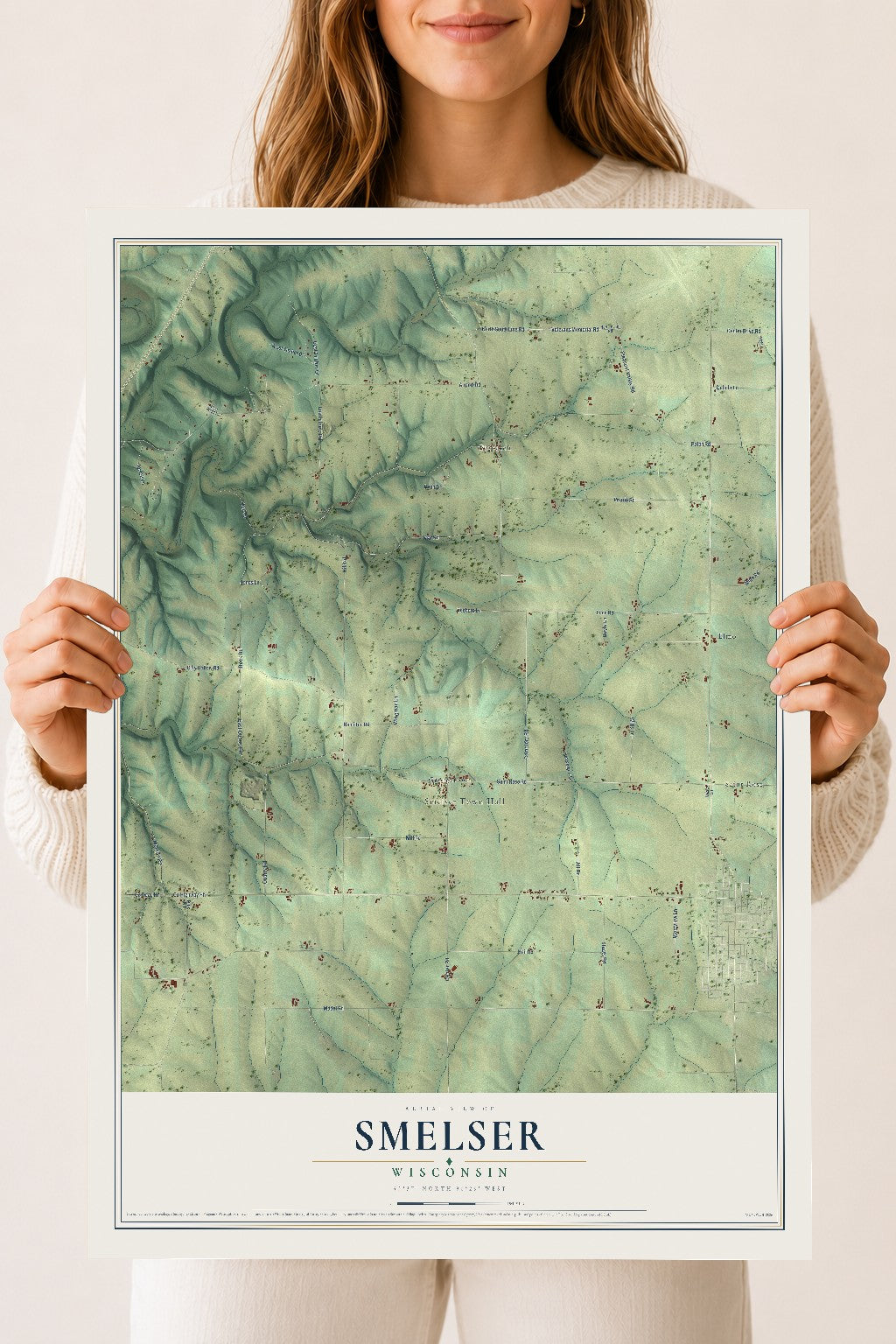 Map of Smelser, Wisconsin, 18 x 24 inch unframed archival matte print