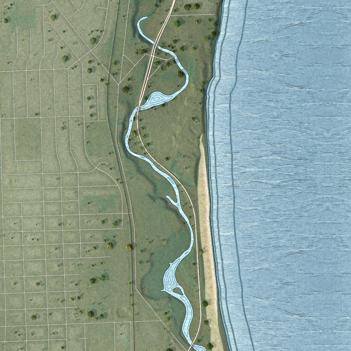 Close-up of the map of the Town of Somers, Wisconsin print showing street and building detail