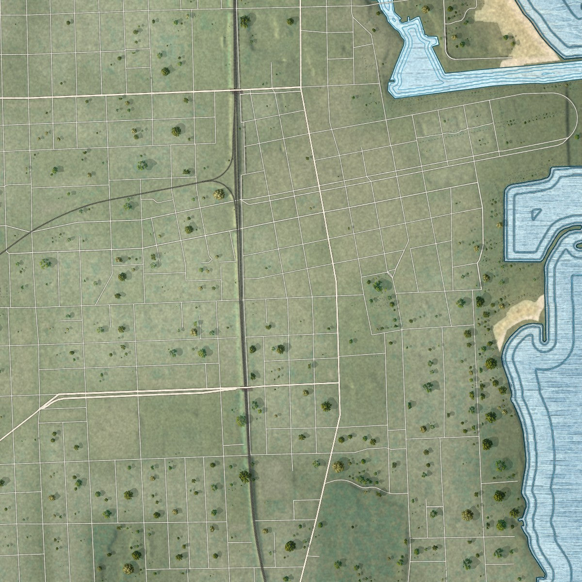 Second close-up of the map of the Town of Somers, Wisconsin print showing more streets and buildings