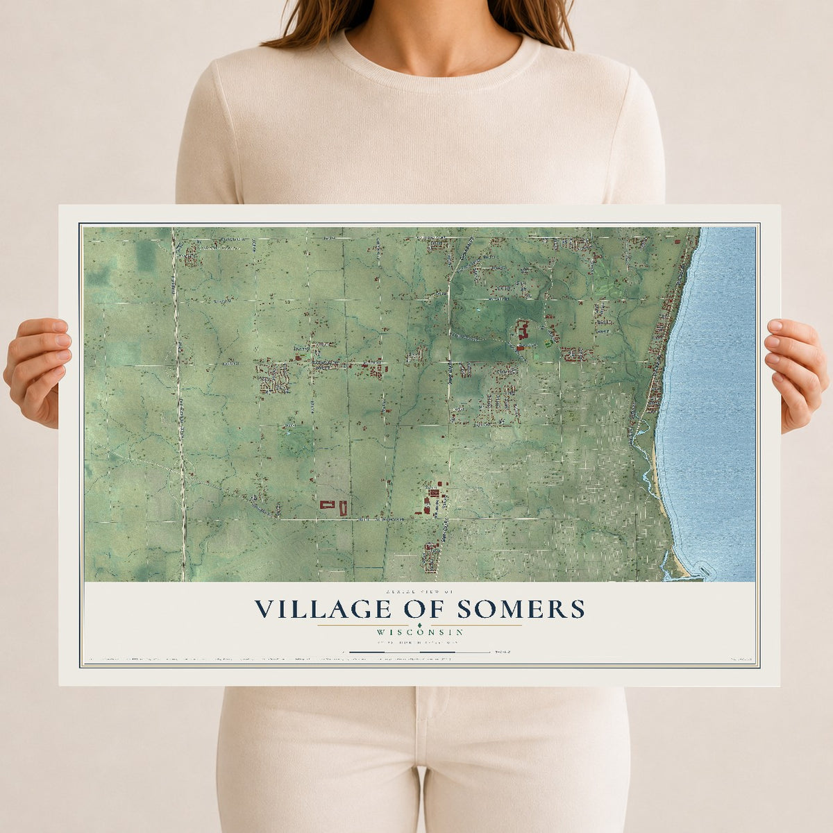 Map of Somers, Wisconsin, 12 x 18 inch unframed archival matte print