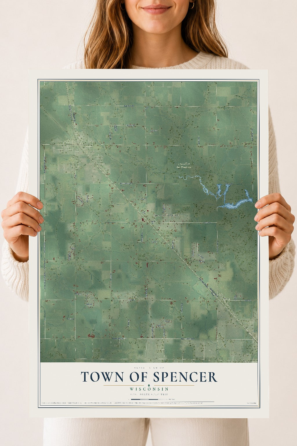 Map of the Town of Spencer, Wisconsin, 18 x 24 inch unframed archival matte print