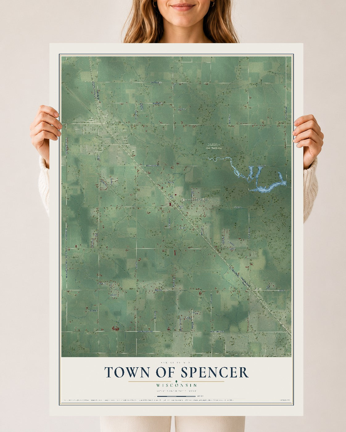 Map of the Town of Spencer, Wisconsin, 24 x 36 inch unframed archival matte print