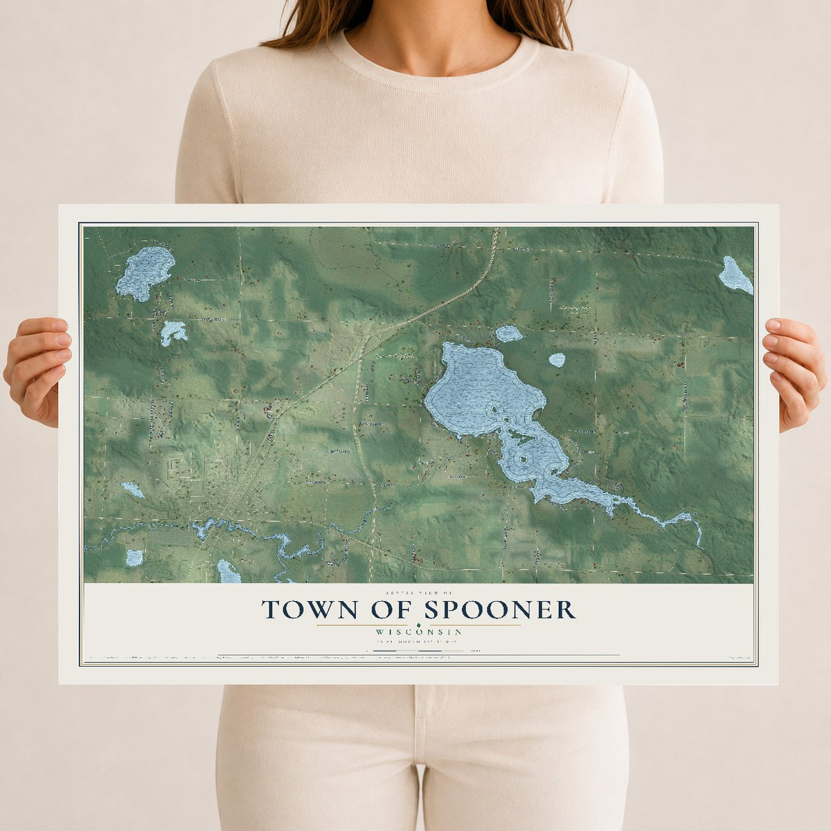 Map of the Town of Spooner, Wisconsin, 12 x 18 inch unframed archival matte print