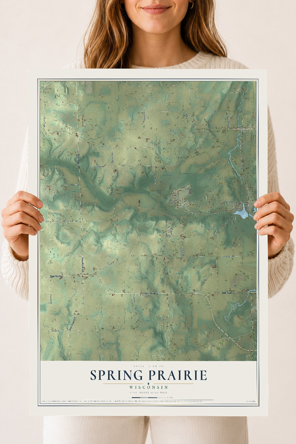 Map of Spring Prairie, Wisconsin, 18 x 24 inch unframed archival matte print