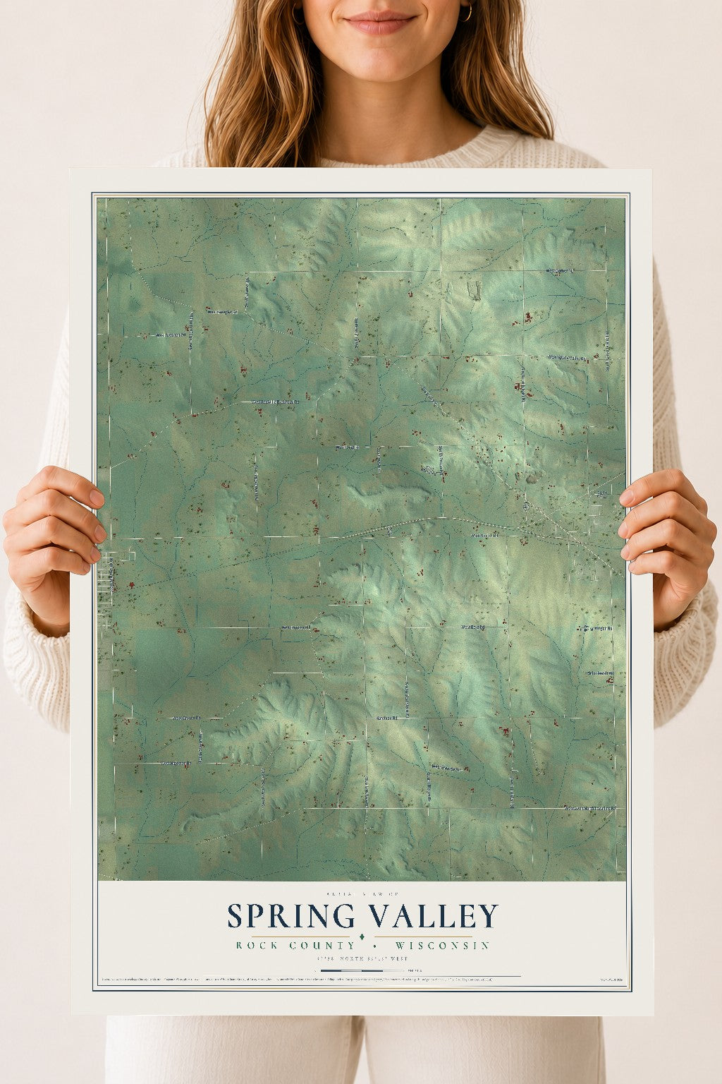 Map of Spring Valley, Rock County, Wisconsin, 18 x 24 inch unframed archival matte print