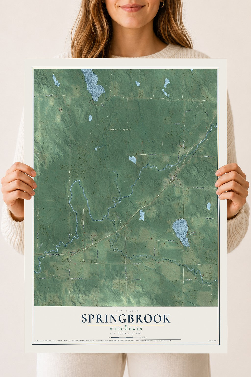 Map of Springbrook, Wisconsin, 18 x 24 inch unframed archival matte print