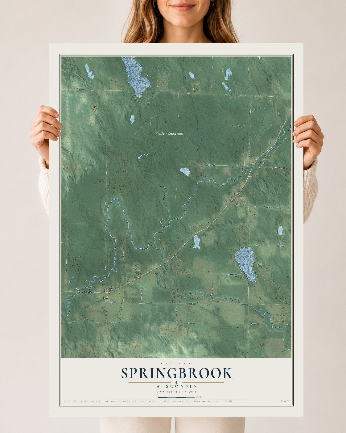 Map of Springbrook, Wisconsin, 24 x 36 inch unframed archival matte print
