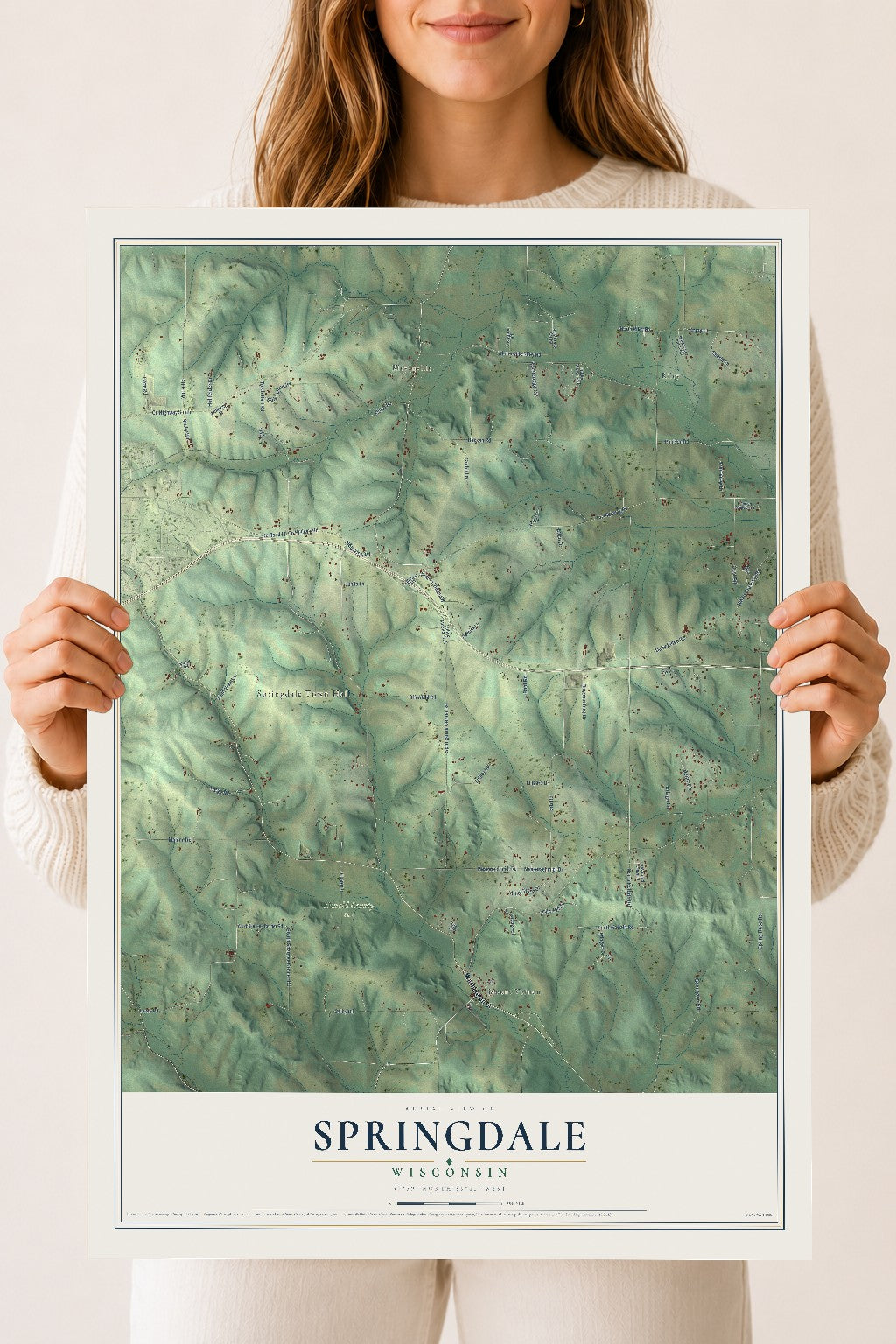 Map of Springdale, Wisconsin, 18 x 24 inch unframed archival matte print