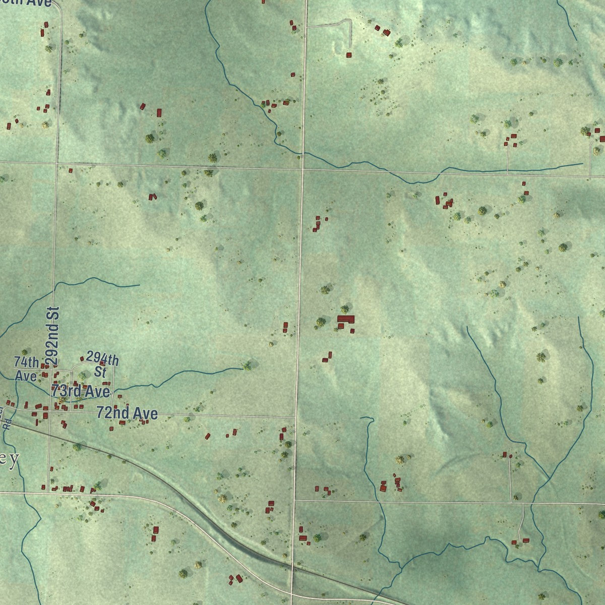 Close-up of the map of Springfield, St. Croix County, Wisconsin print showing street and building detail