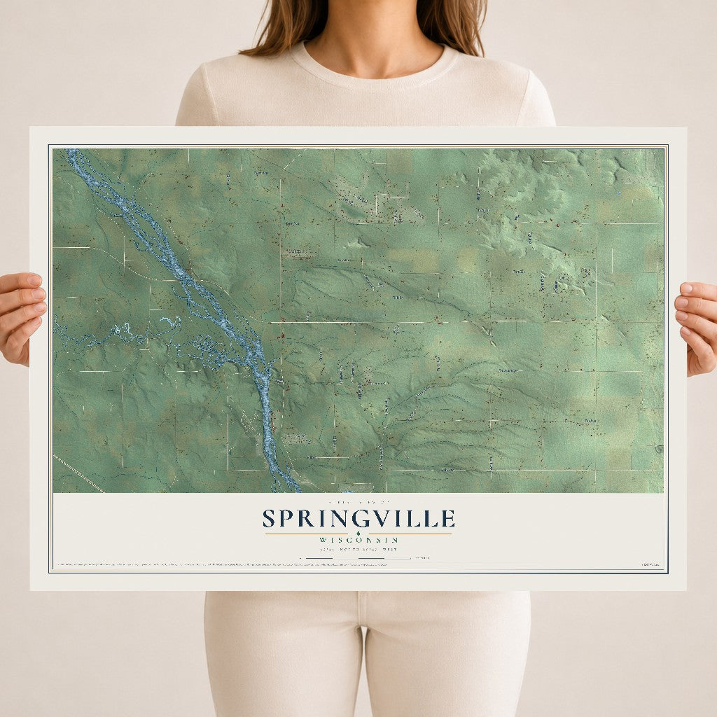 Map of Springville, Wisconsin, 18 x 24 inch unframed archival matte print
