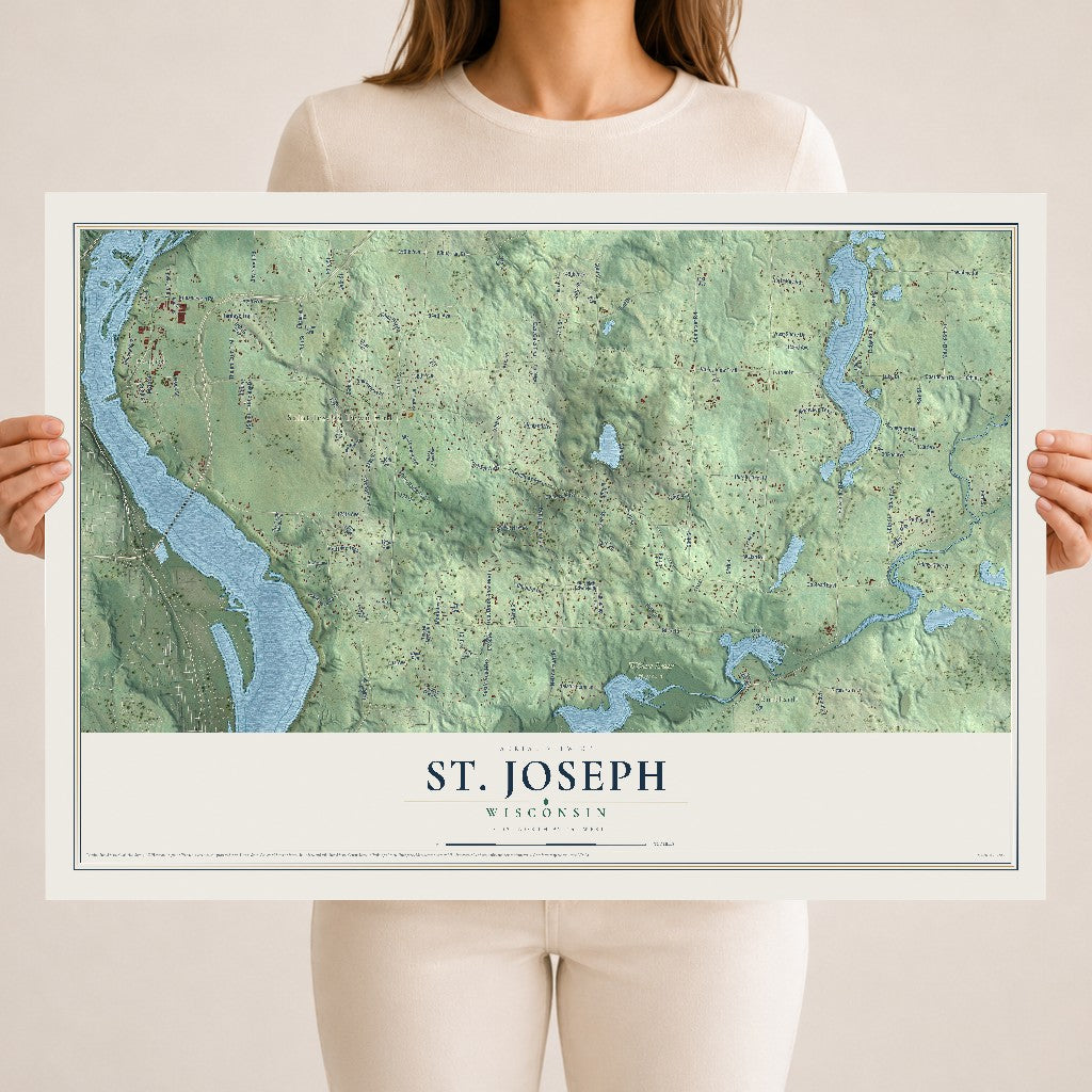 Map of St. Joseph, Wisconsin, 18 x 24 inch unframed archival matte print