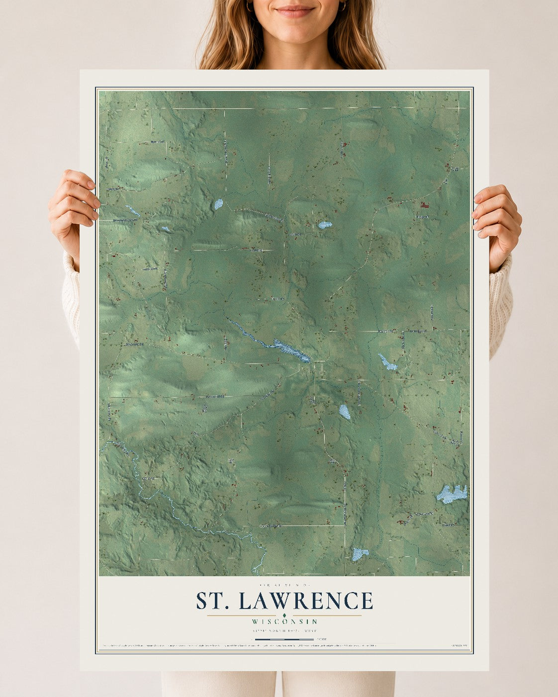 Map of St. Lawrence, Wisconsin, 24 x 36 inch unframed archival matte print
