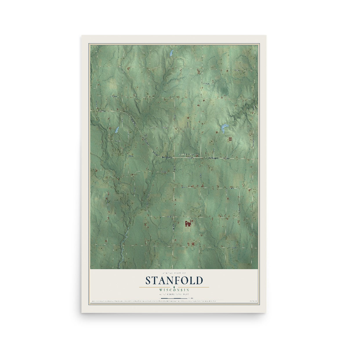 Map of Stanfold, Wisconsin, 12 x 18 inch unframed archival matte print