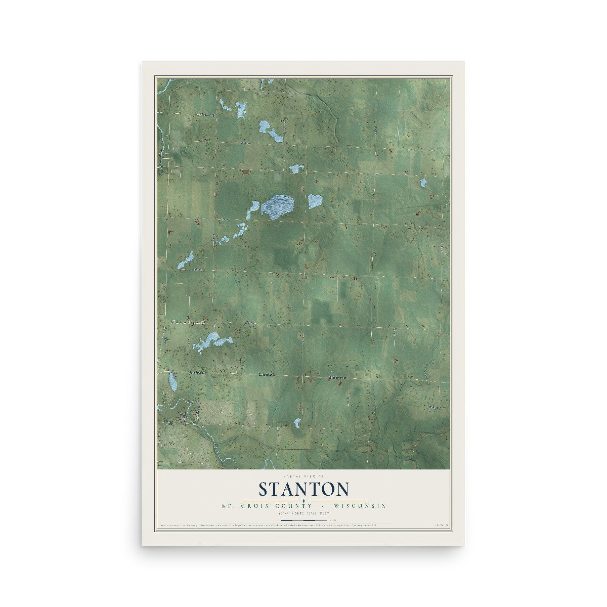 Map of Stanton, St. Croix County, Wisconsin, 12 x 18 inch unframed archival matte print