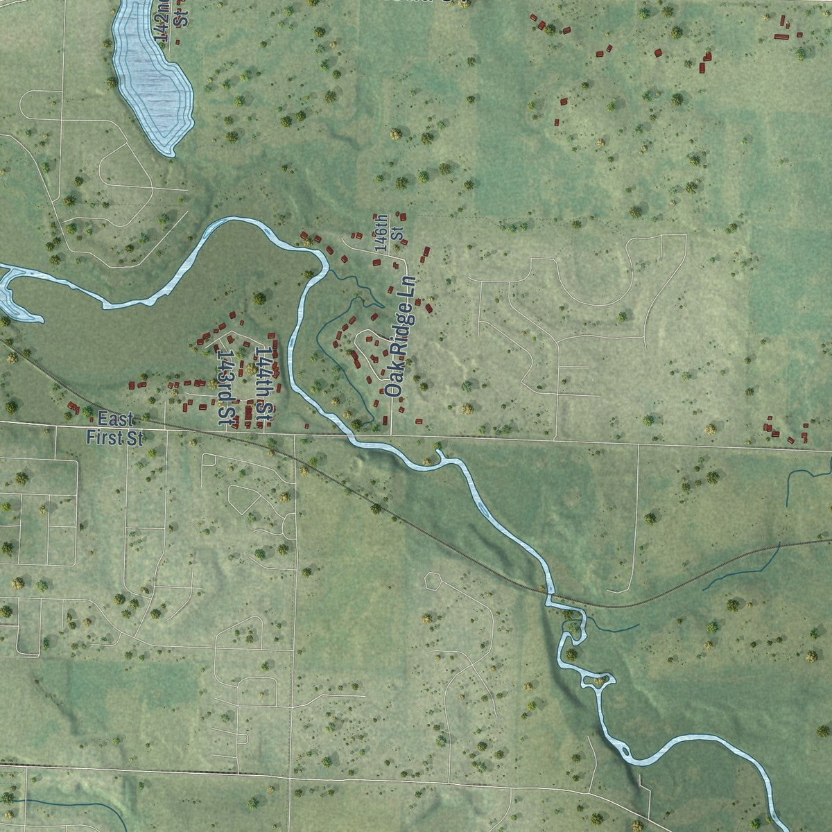 Close-up of the map of Stanton, St. Croix County, Wisconsin print showing street and building detail