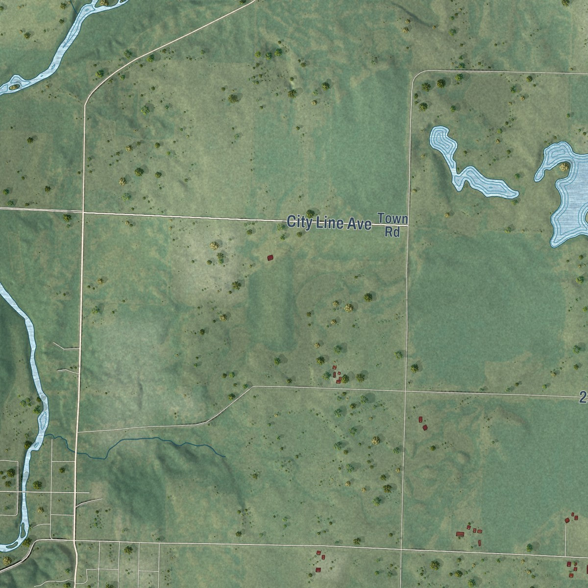 Second close-up of the map of Stanton, St. Croix County, Wisconsin print showing more streets and buildings