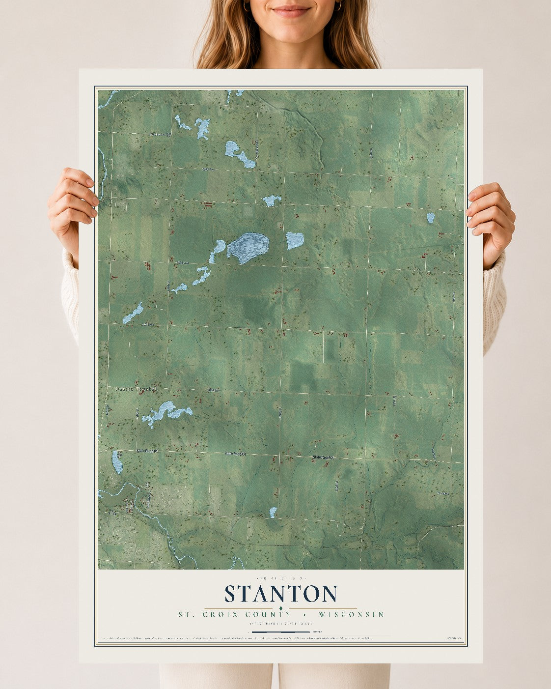 Map of Stanton, St. Croix County, Wisconsin, 24 x 36 inch unframed archival matte print