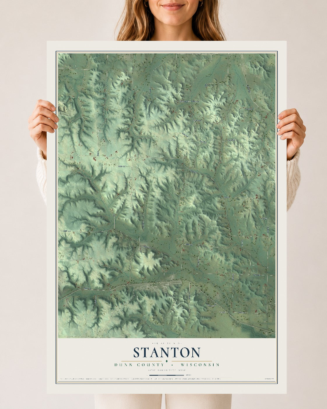 Map of Stanton, Dunn County, Wisconsin, 24 x 36 inch unframed archival matte print