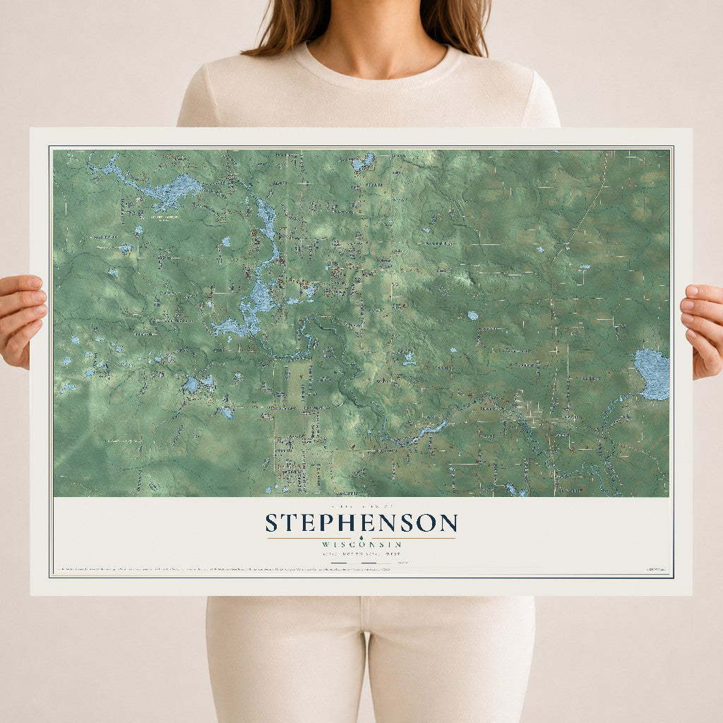 Map of Stephenson, Wisconsin, 18 x 24 inch unframed archival matte print