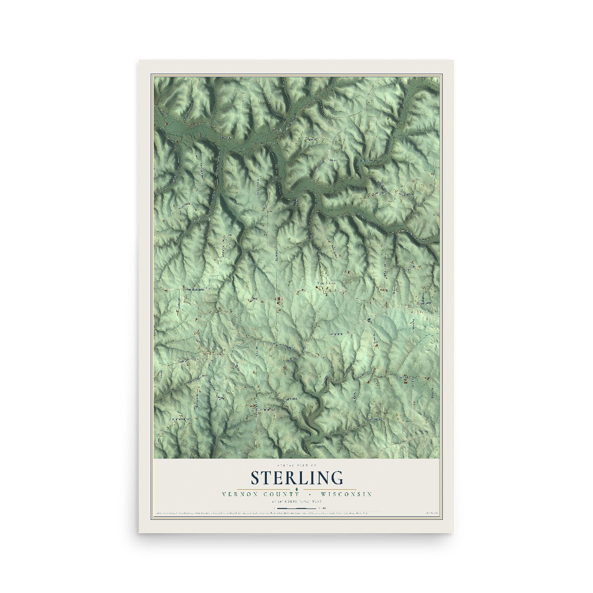 Map of Sterling, Vernon County, Wisconsin, 12 x 18 inch unframed archival matte print