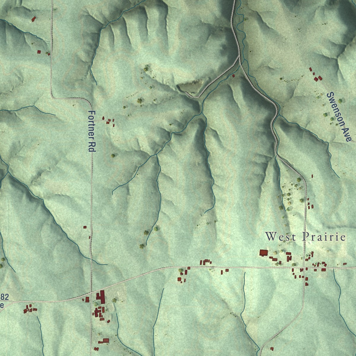 Second close-up of the map of Sterling, Vernon County, Wisconsin print showing more streets and buildings