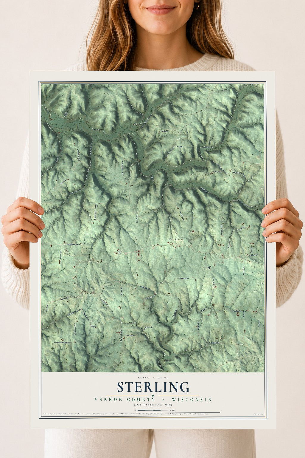 Map of Sterling, Vernon County, Wisconsin, 18 x 24 inch unframed archival matte print