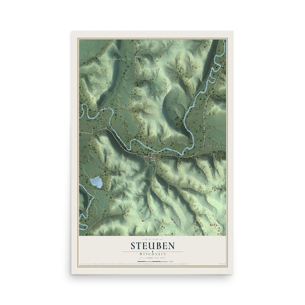 Map of Steuben, Wisconsin, 12 x 18 inch unframed archival matte print