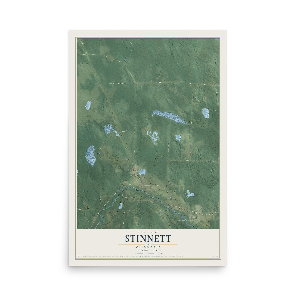 Map of Stinnett, Wisconsin, 12 x 18 inch unframed archival matte print
