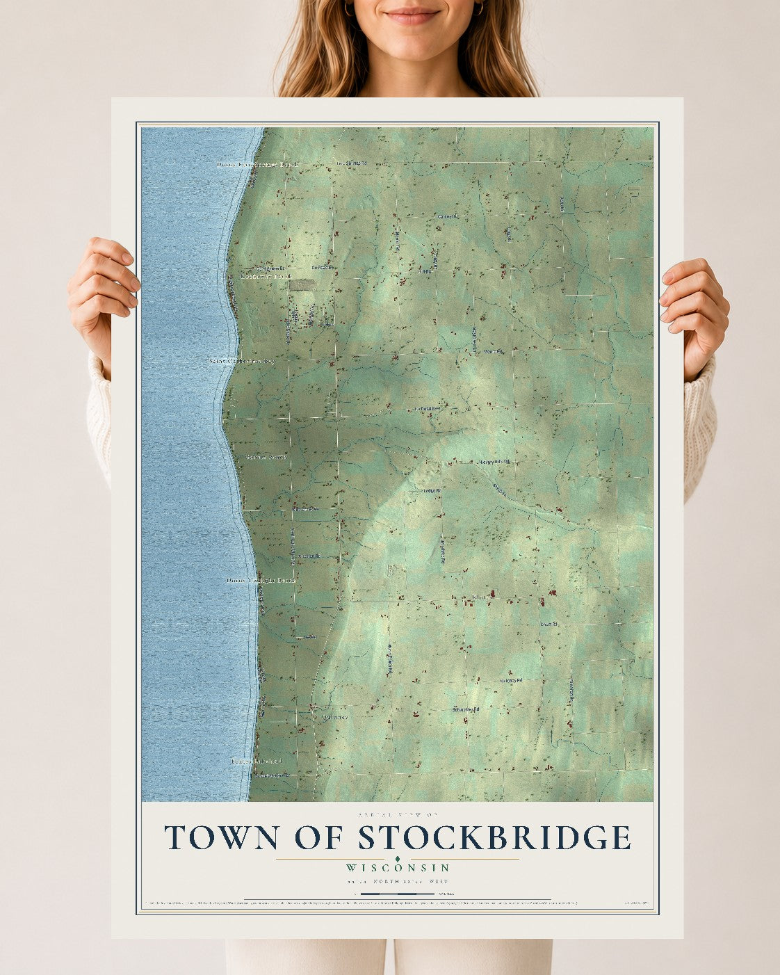 Map of the Town of Stockbridge, Wisconsin, 24 x 36 inch unframed archival matte print