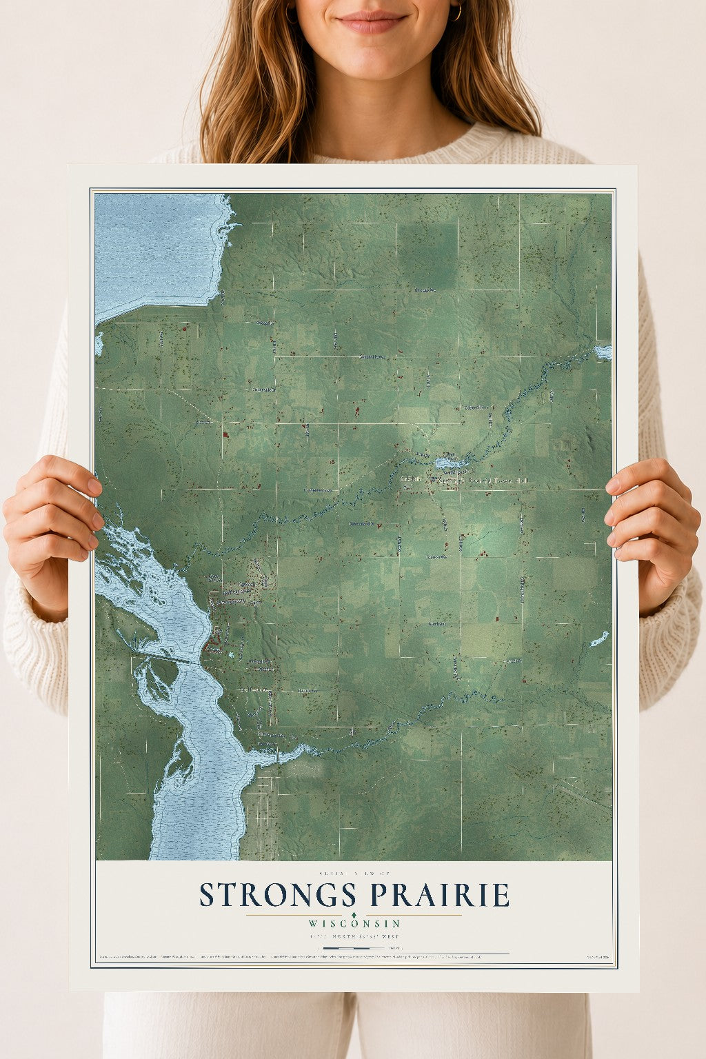 Map of Strongs Prairie, Wisconsin, 18 x 24 inch unframed archival matte print