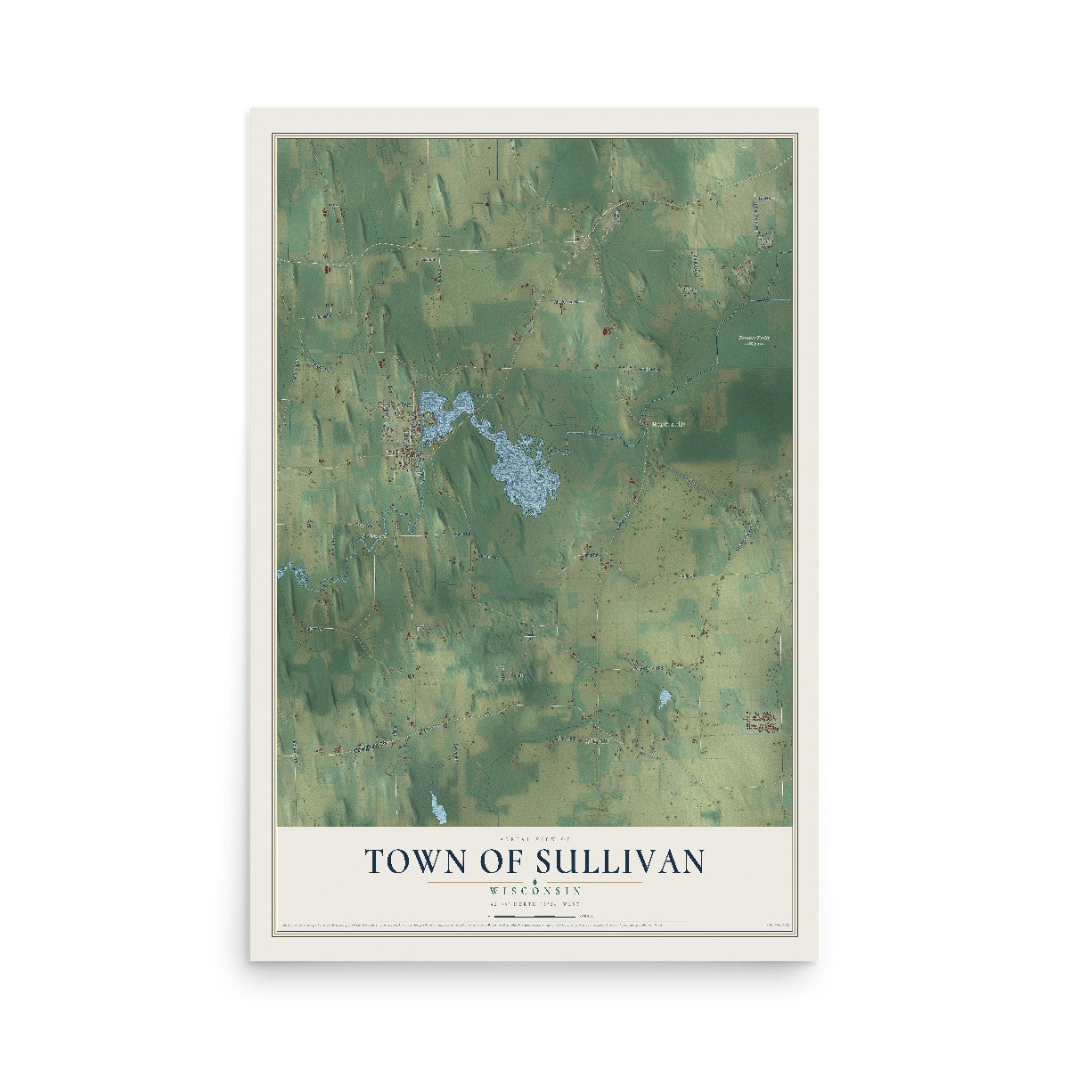 Map of the Town of Sullivan, Wisconsin, 12 x 18 inch unframed archival matte print