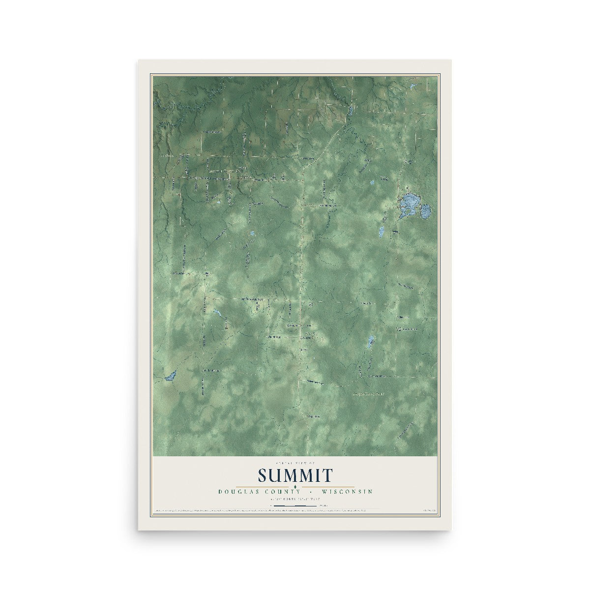Map of Summit, Douglas County, Wisconsin, 12 x 18 inch unframed archival matte print