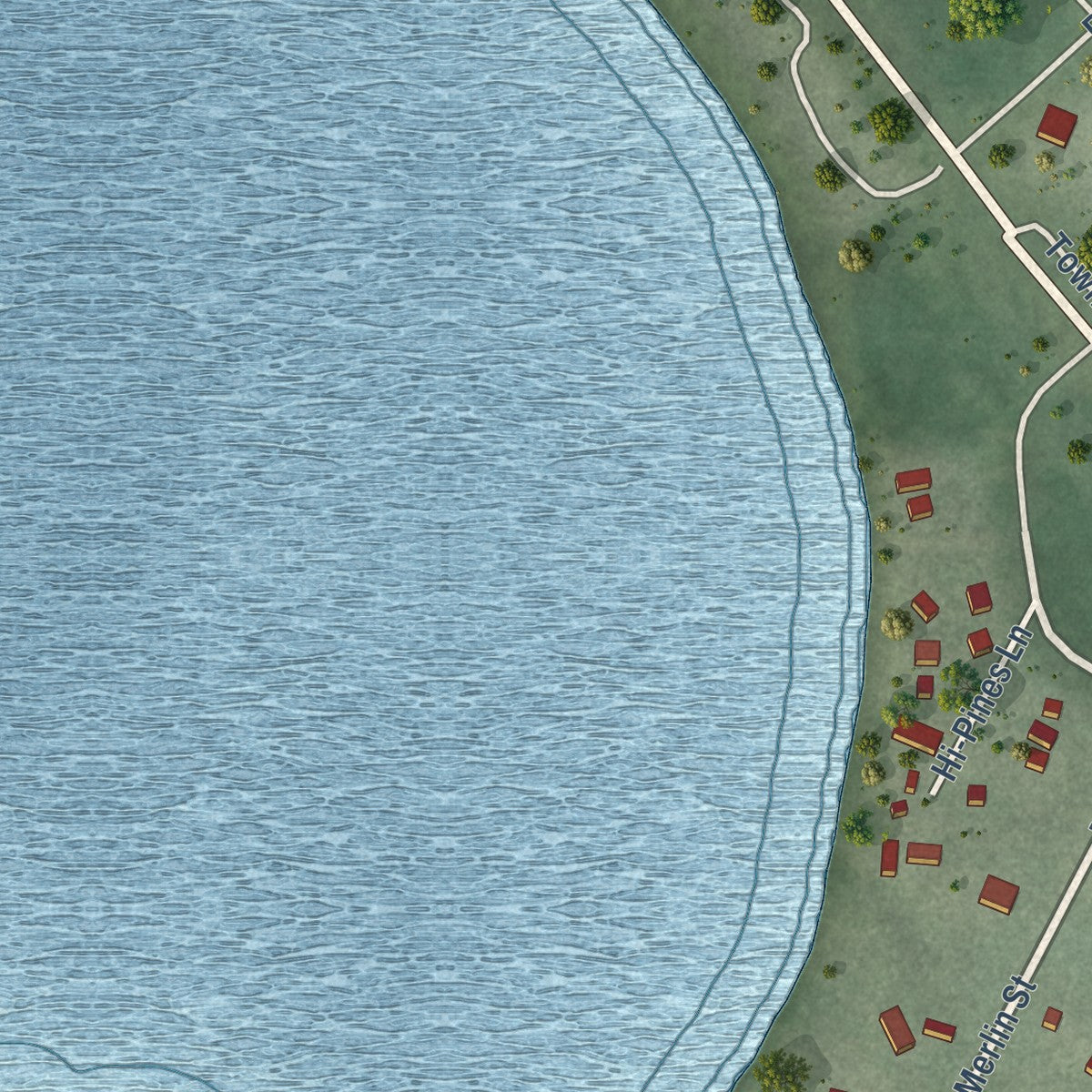 Close-up of the map of Summit Lake, Wisconsin print showing street and building detail