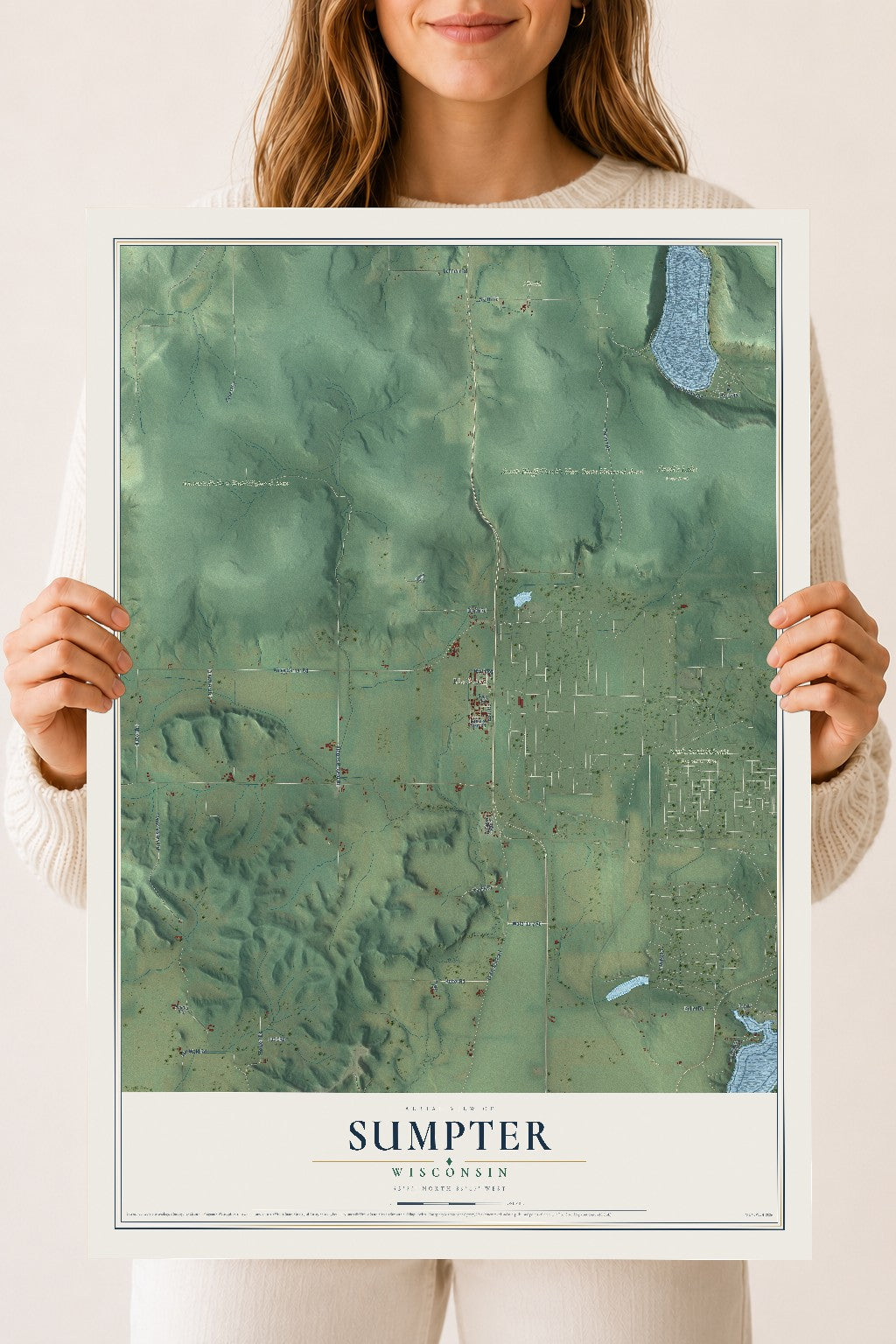 Map of Sumpter, Wisconsin, 18 x 24 inch unframed archival matte print