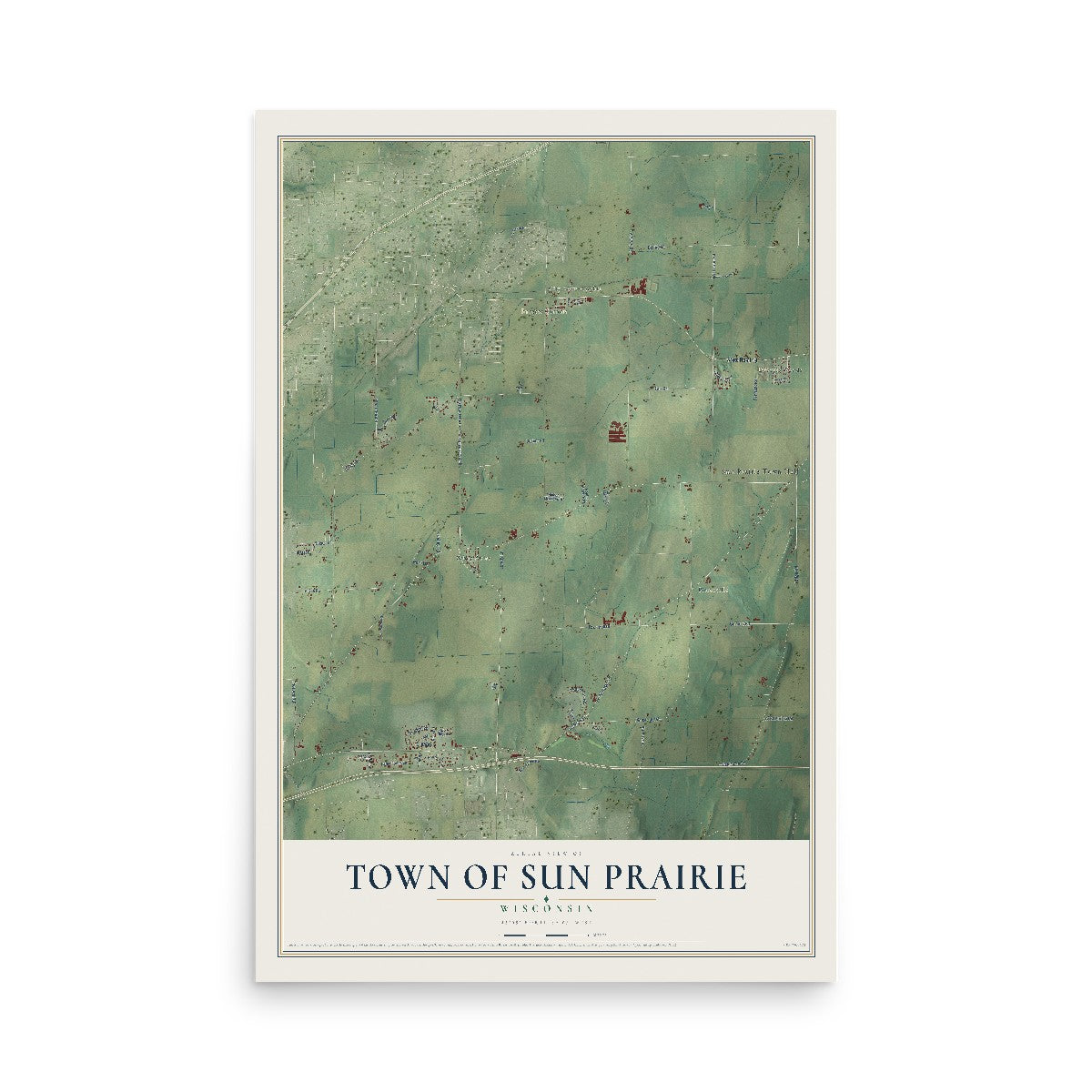 Map of the Town of Sun Prairie, Wisconsin, 12 x 18 inch unframed archival matte print