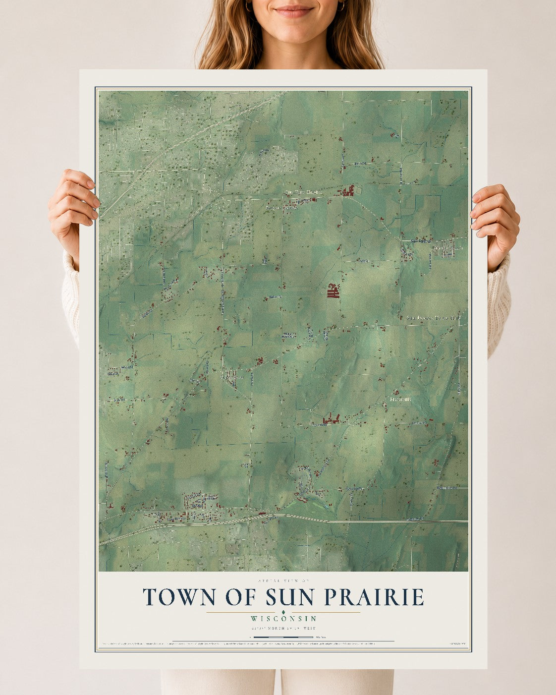 Map of the Town of Sun Prairie, Wisconsin, 24 x 36 inch unframed archival matte print