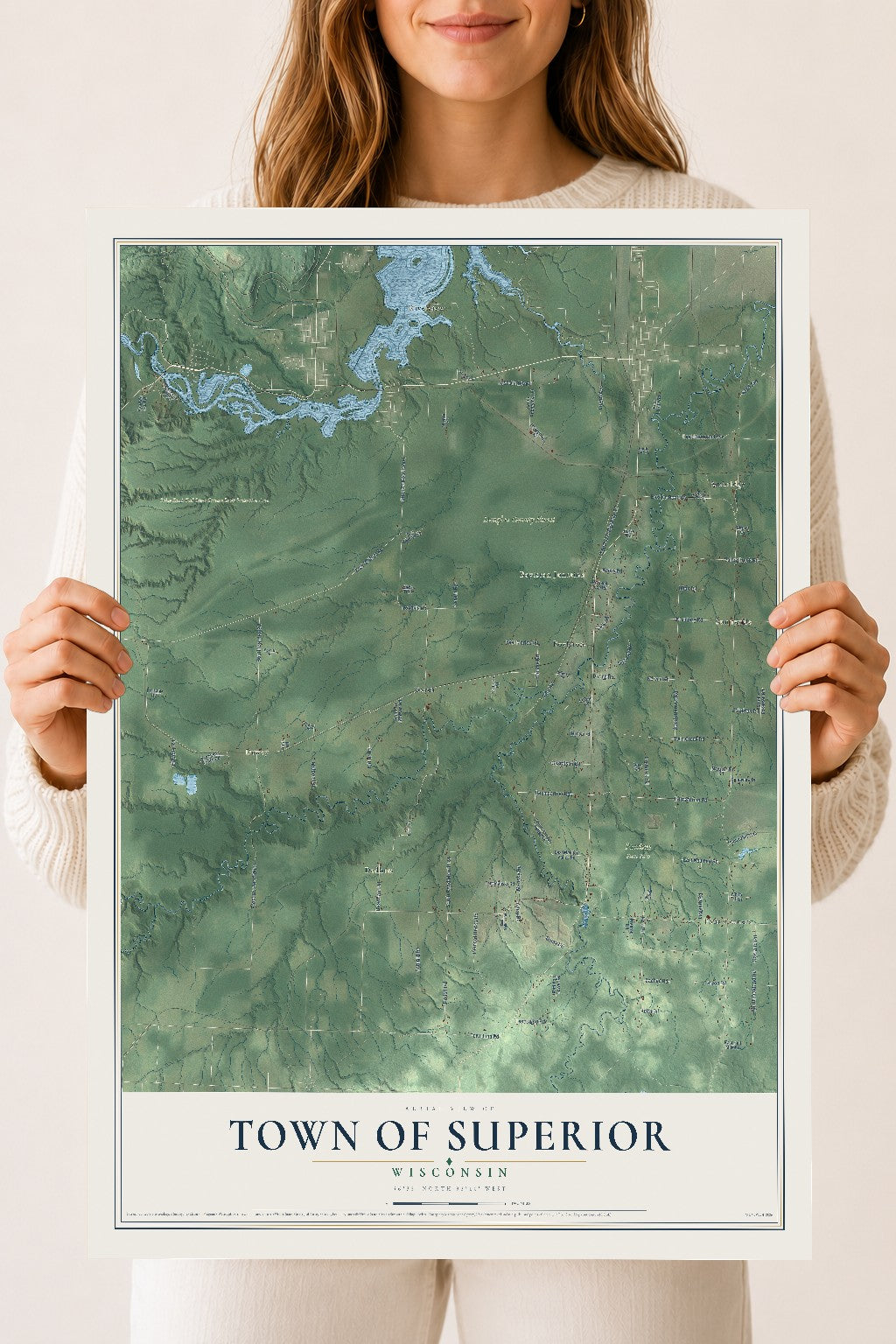 Map of the Town of Superior, Wisconsin, 18 x 24 inch unframed archival matte print
