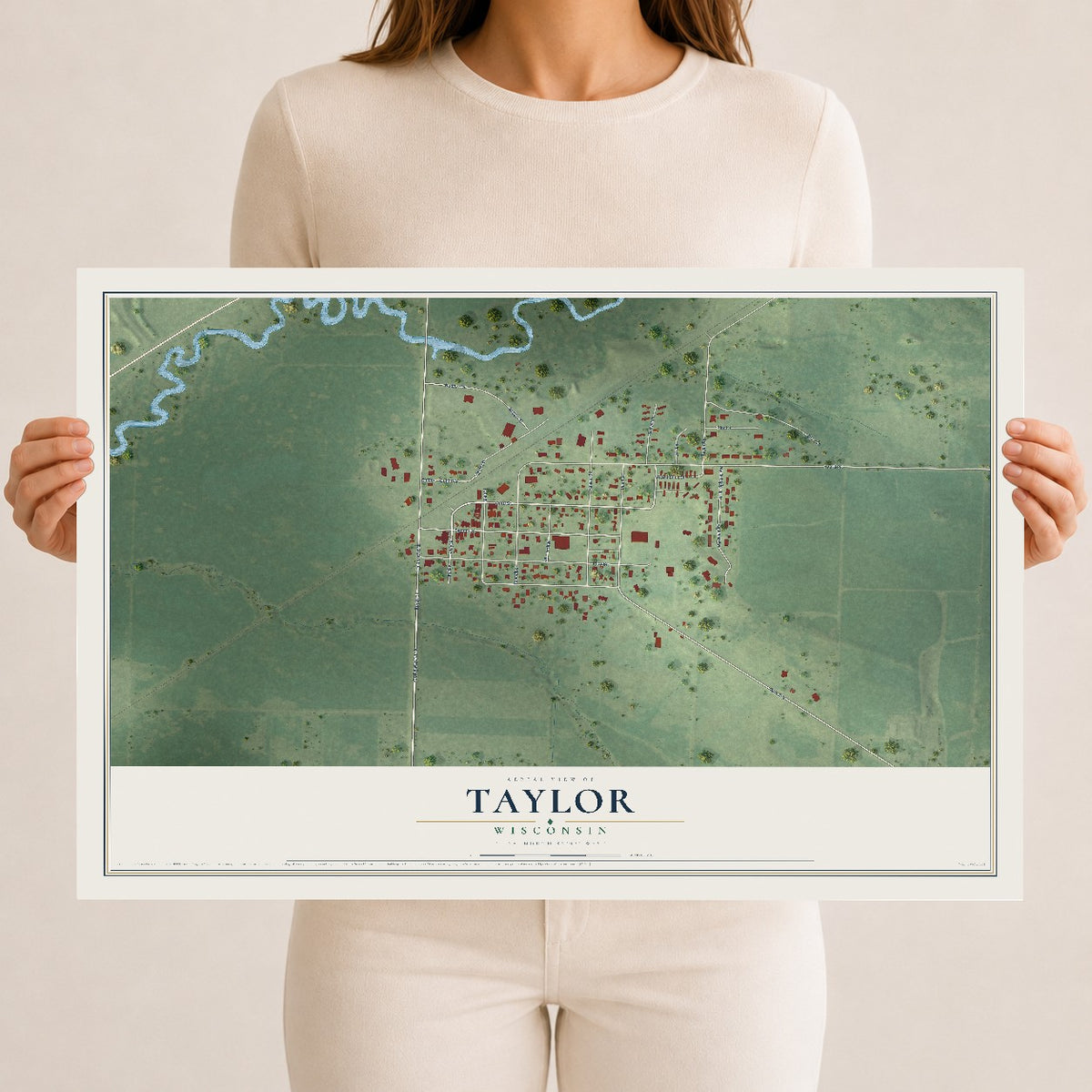Map of Taylor, Wisconsin, 12 x 18 inch unframed archival matte print